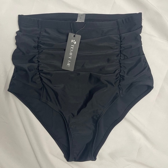 NWT Salt + Cove Bikini • Strappy Push-Up Top & Shirred High Waist Retro Bottoms - Picture 10 of 13